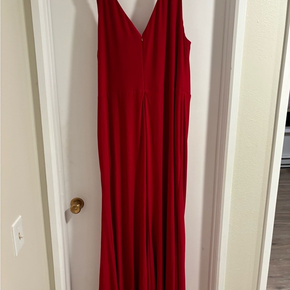 NWT La Femme Curve Deep Red Slit Jersey Gown Plus Size 24W $360 - Picture 3 of 4